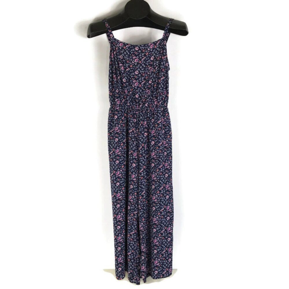 Gap Floral Square Neck Cami Jumpsuit Women's Small Cropped Pockets Rayon Summer